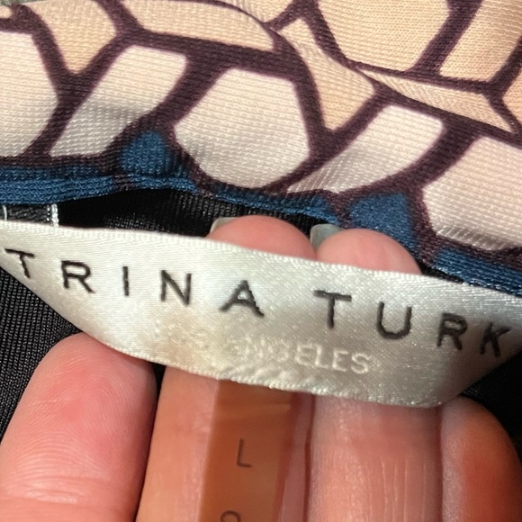 Trina Turk A line Belted Geometric Print dress large - Picture 5 of 5